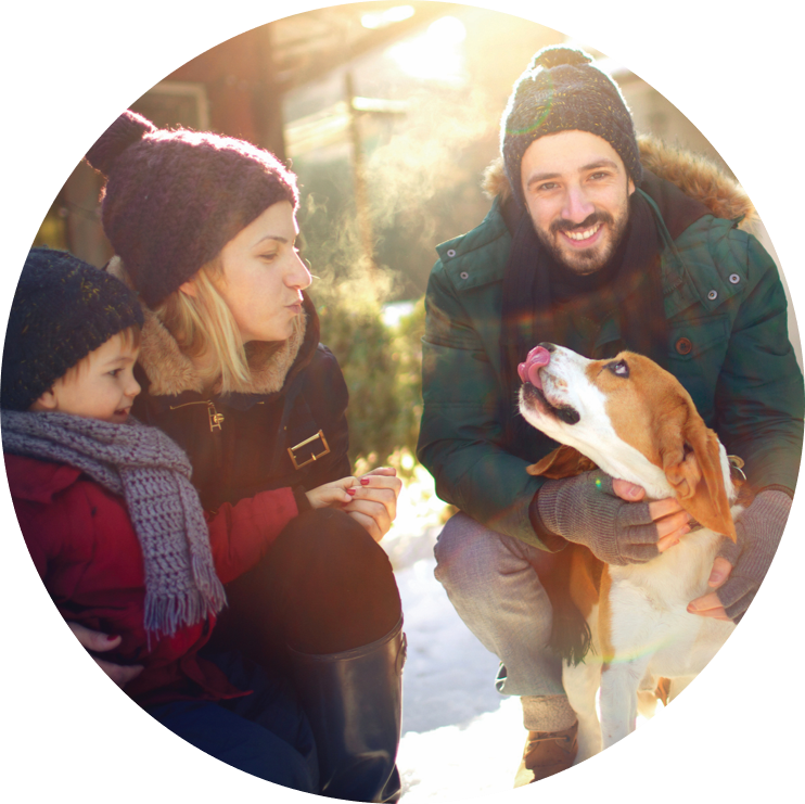 Cluster G couple with dog and kid