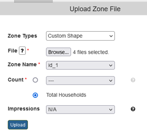 Upload KML, SHP, Mapinfo, and custom shape files as zone files for Targeting